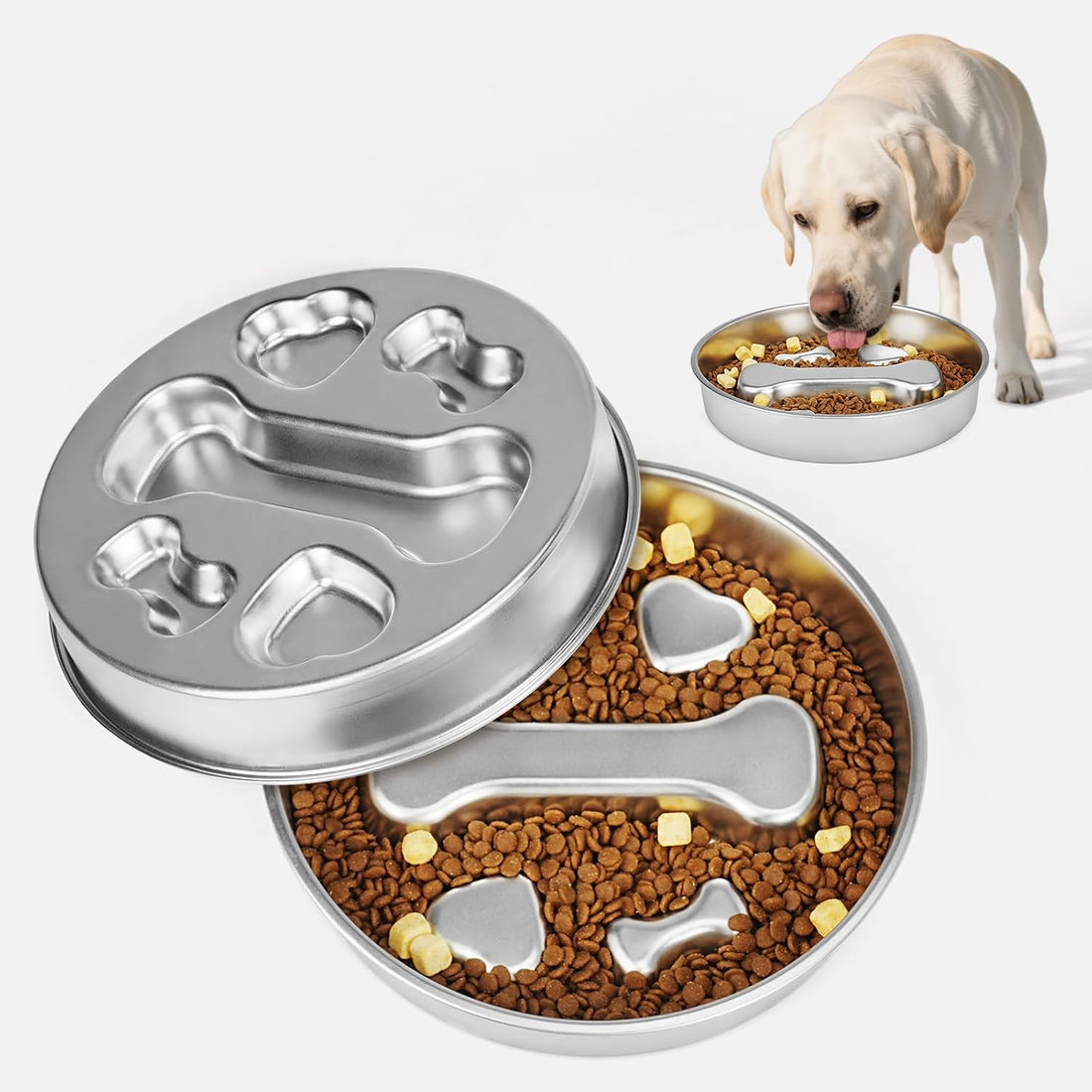 Stainless Steel Dog Slow Feeder and Lick Mat 2-in-1 Dishwasher Safe