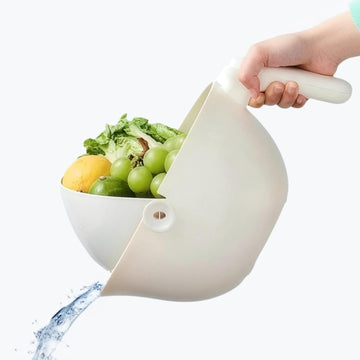 White Rotating 2-in-1 Kitchen Sink Strainer Colander BPA-Free White
