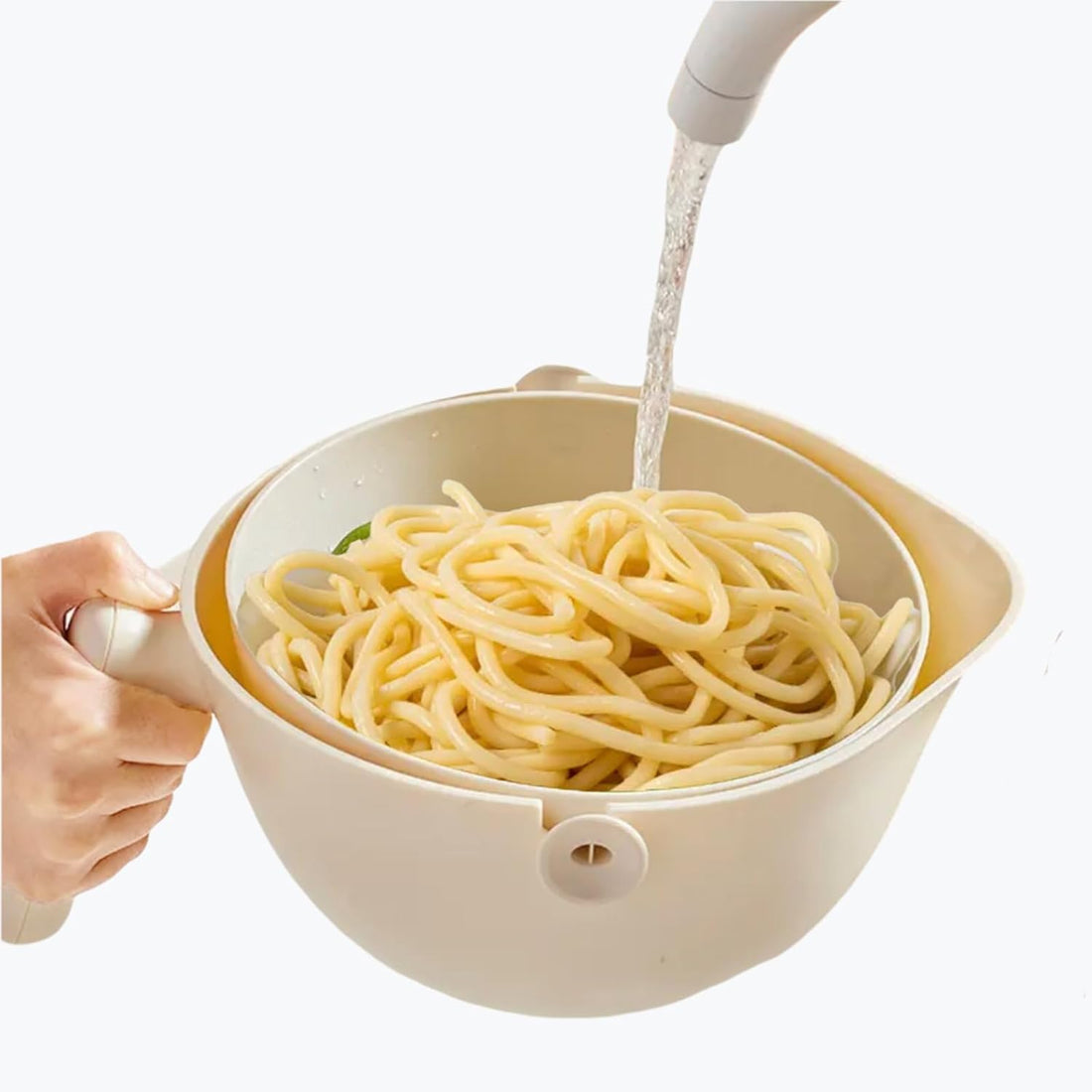 White Rotating 2-in-1 Kitchen Sink Strainer Colander BPA-Free White