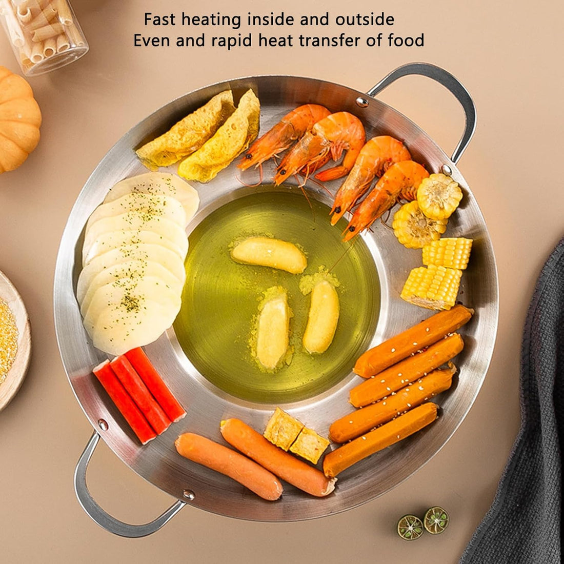 Vortaz Portable Stainless Steel Grill Pan 38cm with Double Handles