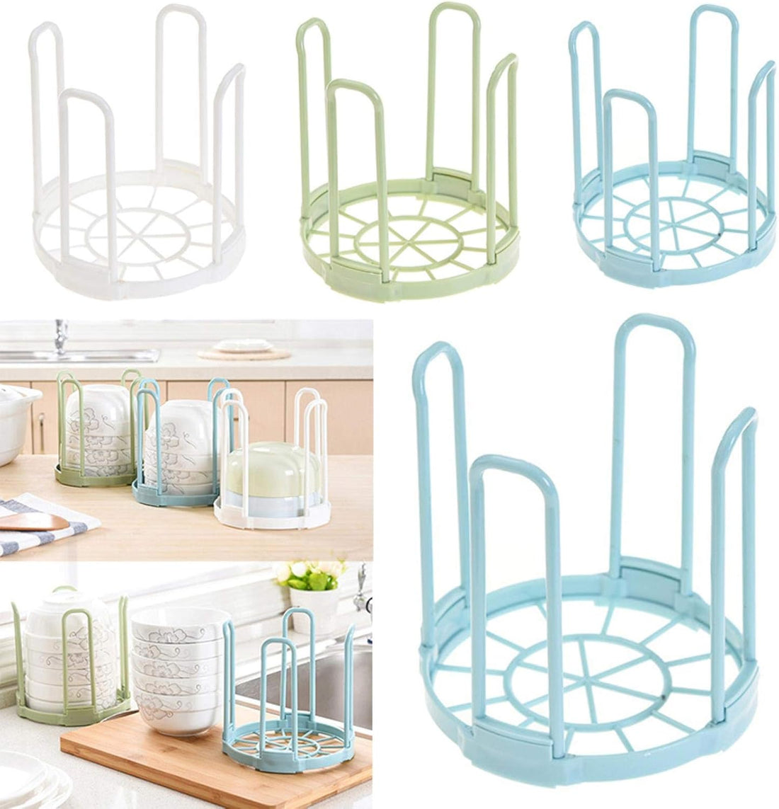 White Plastic Dish Drainer Rack Compact Kitchen Countertop with Drip Tray
