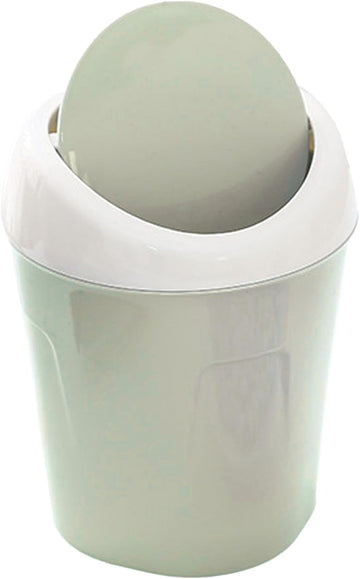 Compact Swing Lid Desktop Waste Bin Plastic Blue