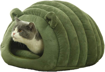 Foldable Cat Cave Bed for Cats and Small Dogs Green
