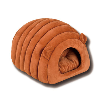 Foldable Cat Cave Bed for Cats and Small Dogs Orange Brown
