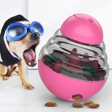 Treat Dispensing Dog Ball Toy for Slow Feeding Mental Stimulation Pink