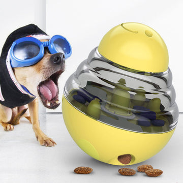 Treat Dispensing Dog Ball Toy for Slow Feeding Mental Stimulation Yellow