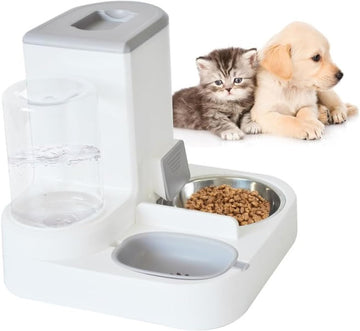 Gravity Pet Feeder and Water Dispenser 2.2L Food 1L Water Grey