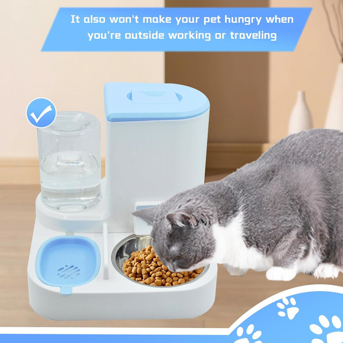 Vortaz Gravity Pet Feeder and Water Dispenser 2.2L Blue
