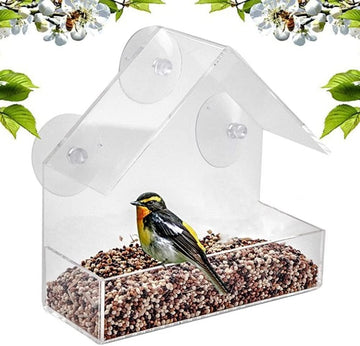 Vortaz Transparent Window Bird Feeder One-Way Mirror Suction Mount