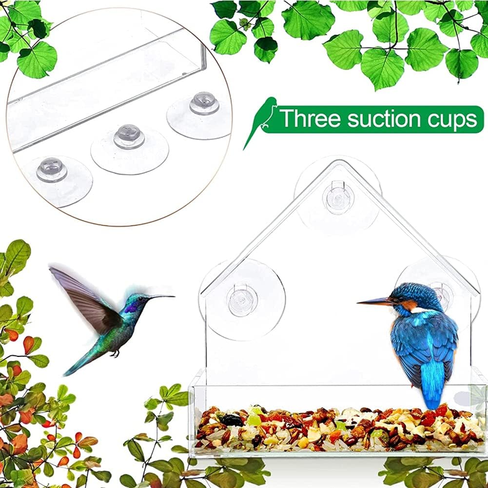 Vortaz Transparent Window Bird Feeder One-Way Mirror Suction Mount