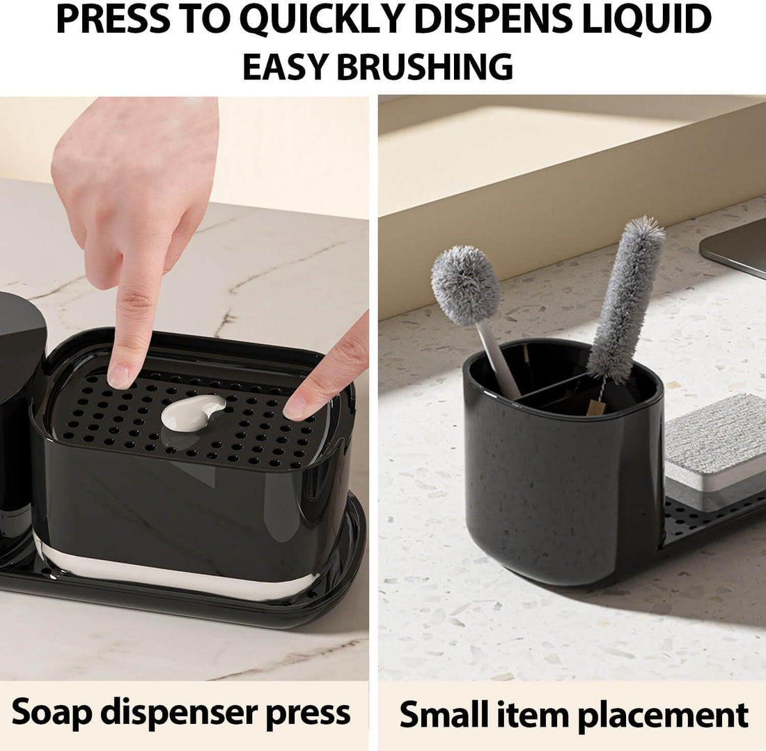 Kitchen Storage Rack with Sink Organizer and Dishcloth Holder Black