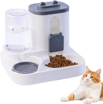 Vortaz 2-in-1 Gravity Pet Feeder and Waterer 1.6L 0.8L Grey