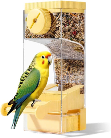 Vortaz Automatic Bird Feeder with Seed Catcher Tray 550ml Yellow