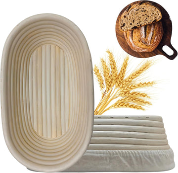 2-Pack Natural Rattan bannet Proofing Basket with Liners 10 inch Oval