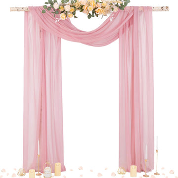 Vortaz Dusty Rose Sheer Outdoor Wedding Arch Drapes 4 Panels 20ft