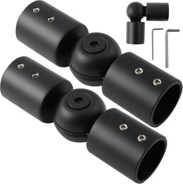 Vortaz Hinged Elbow Curtain Rod Connector 90-180 Degrees Black 2-Pack