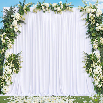 White Backdrop Curtain Wrinkle Free Satin 5ft x 10ft 2 Panels