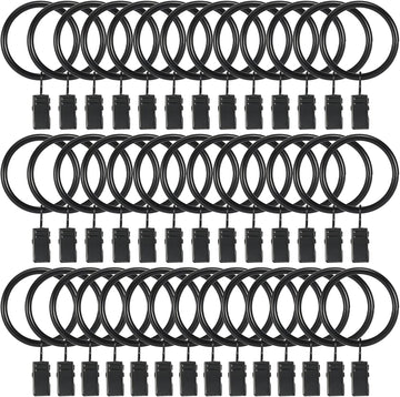 Curtain Rings with Clips Rustproof 40 Pcs 1.5 inch Black