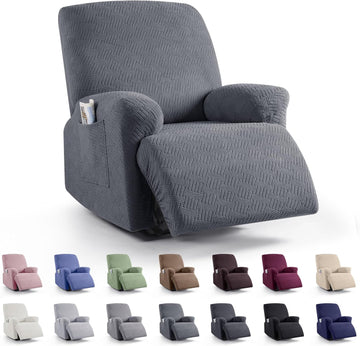 Stretch Recliner Chair Cover Jacquard 1 Seater Dark Gray