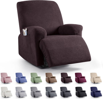 Stretch Recliner Chair Cover Jacquard 1 Seater Dark Coffee