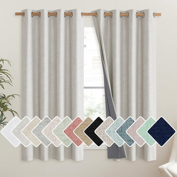Snowbound Linen Blackout Curtains Thermal Insulated 63in Pair