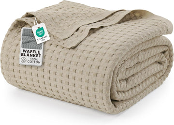 Cotton Waffle Blanket 120x120 Khaki All Seasons