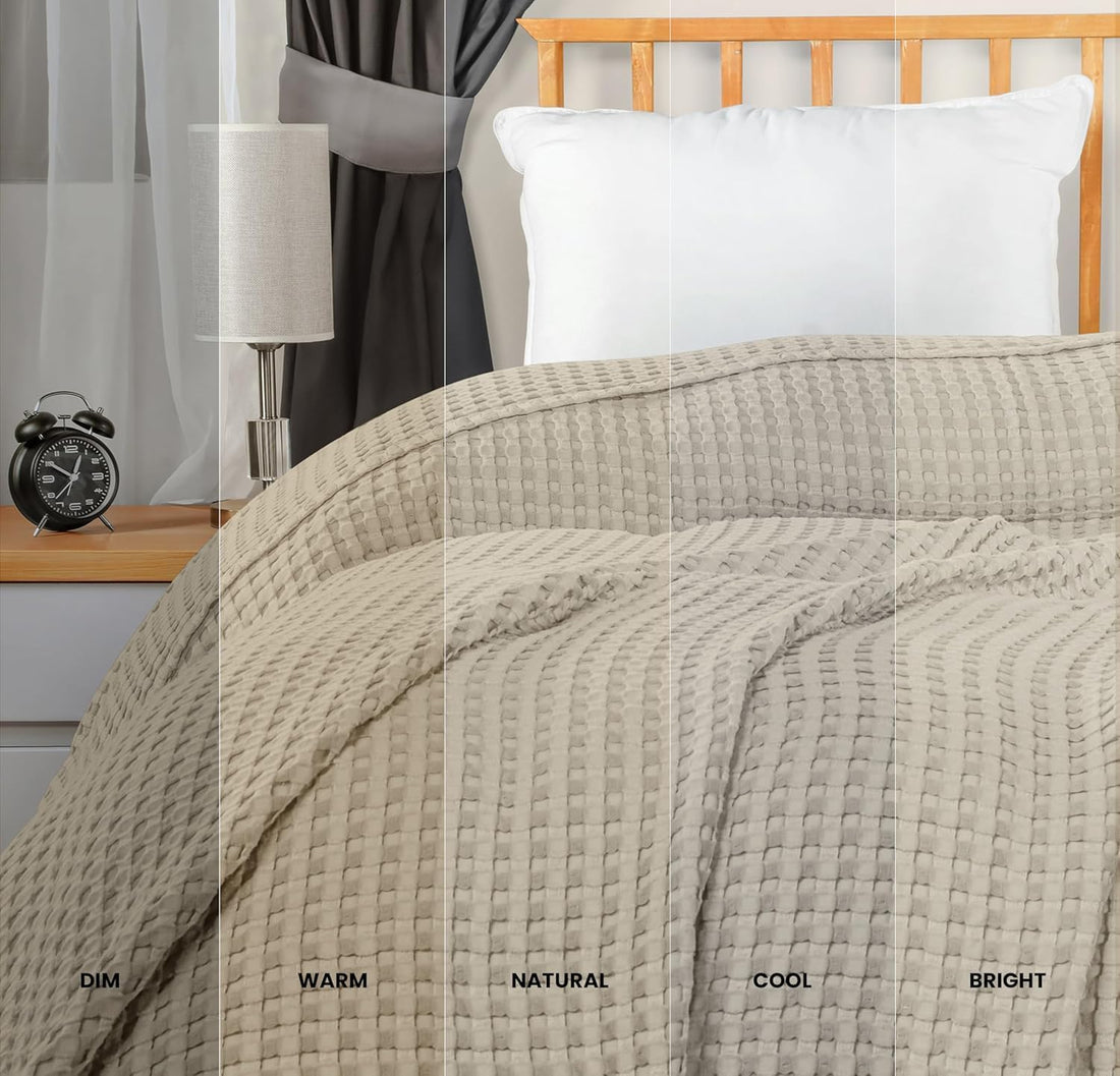 Cotton Waffle Blanket 120x120 Khaki All Seasons