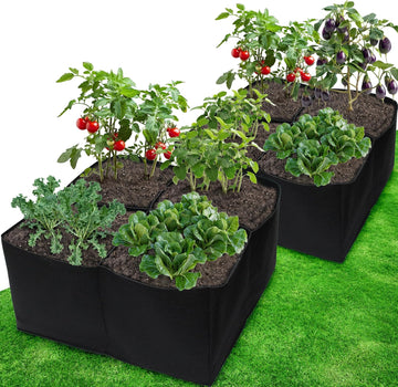 Fabric Raised Garden Bed 2-Pack Square Foot Gardening 4 Grid