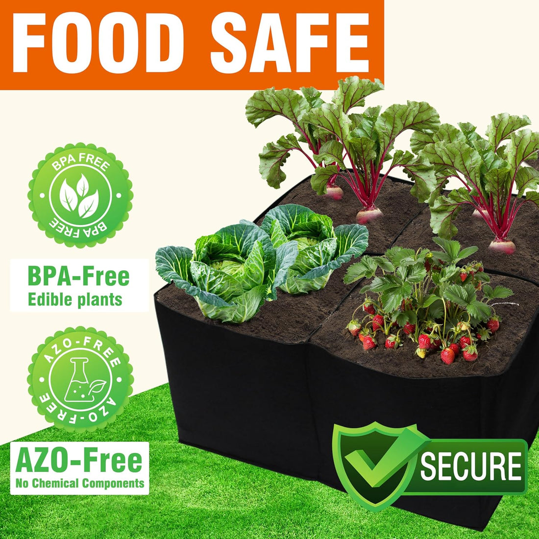 Fabric Raised Garden Bed 2-Pack Square Foot Gardening 4 Grid