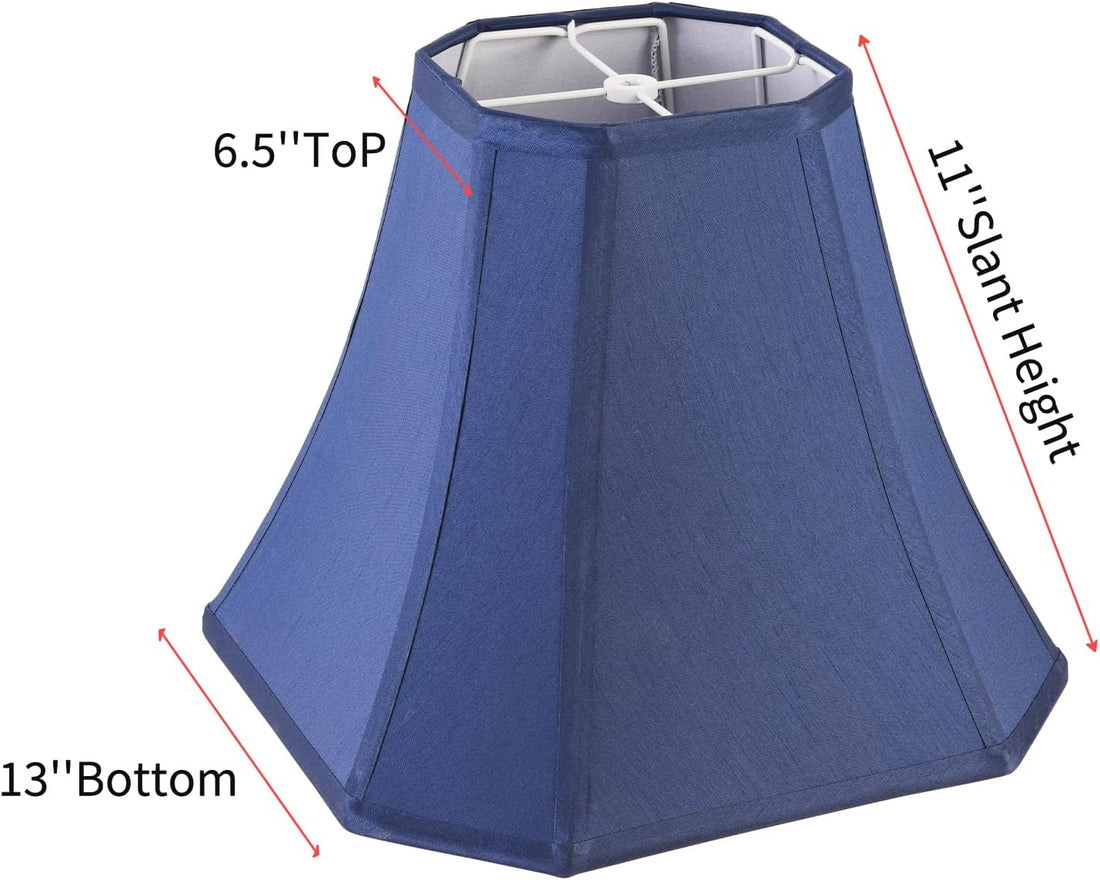 2 Pcs Navy Blue Lamp Shade Faux Silk Octagonal Spider
