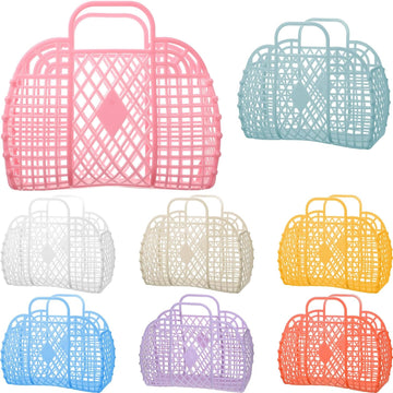 8-Piece Jelly Bags Party Favor Beach Handbags Colorful Plastic Easter Egg Basket