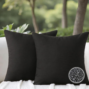 Outdoor Waterproof Throw Pillow Set 2-Pack Black