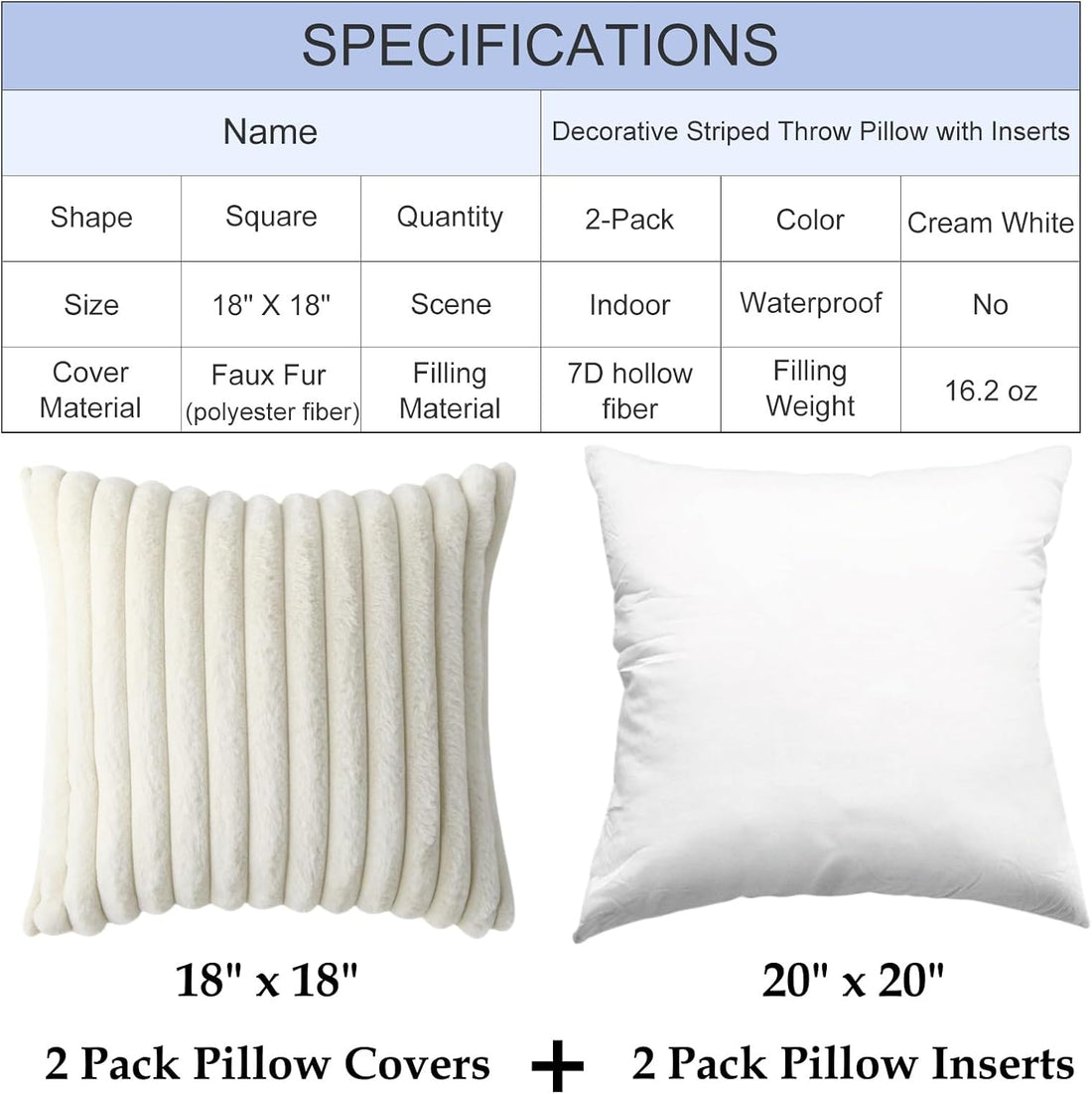 Soft Faux Fur Boho Throw Pillow Set Beige Velvet