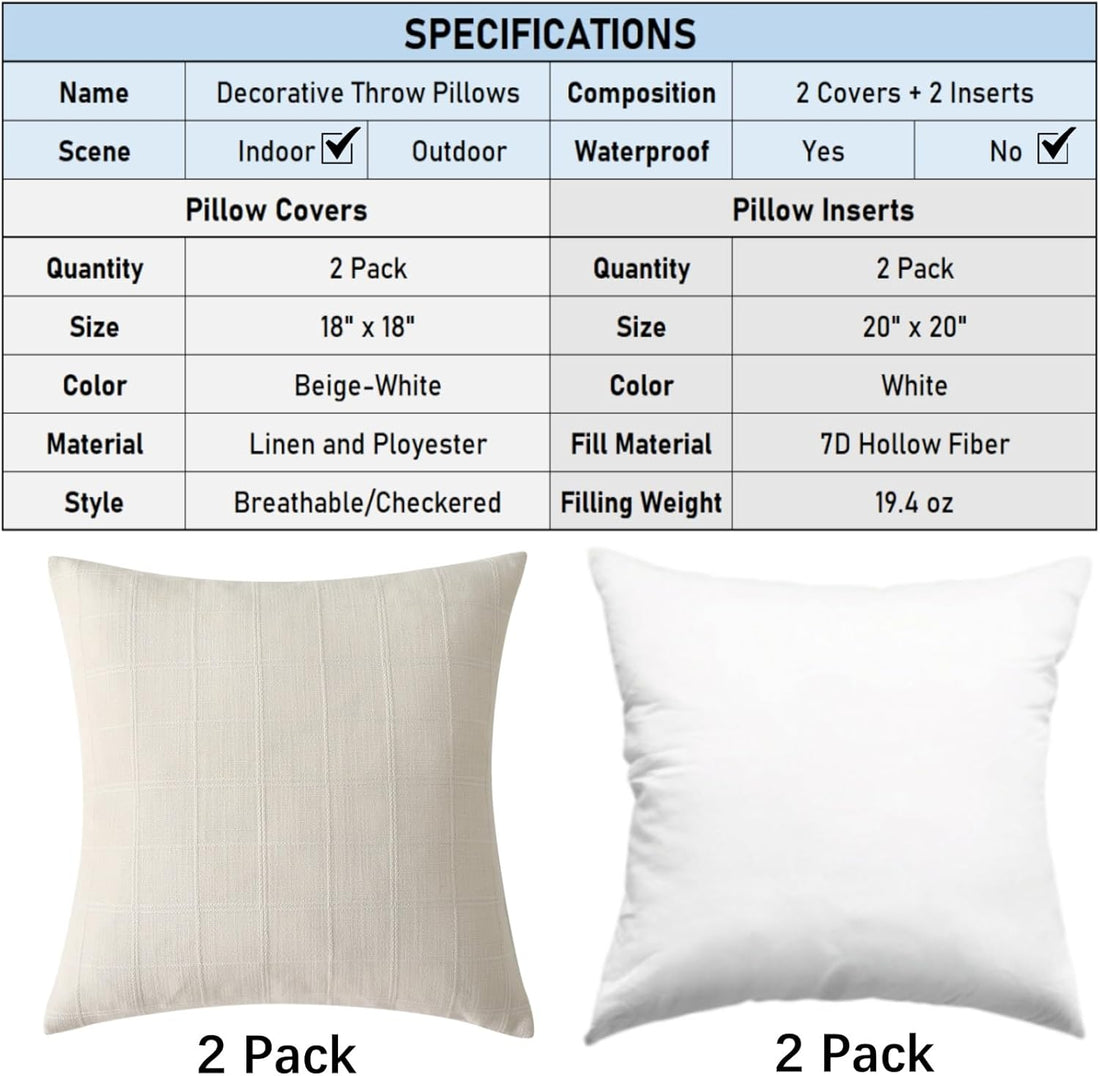 Farmhouse Boho Throw Pillow Set Beige Neutral
