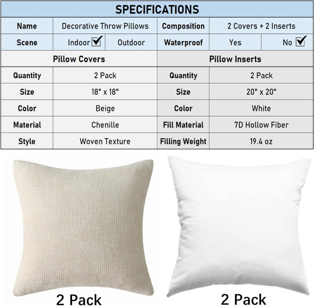 Modern Farmhouse Weave Throw Pillow Set Beige