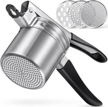 Stainless Steel Potato Ricer with 3 Interchangeable Discs Heavy Duty Kitchen Masher