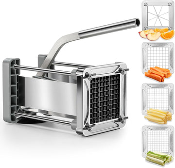 Professional Stainless Steel French Fry Cutter with 4 Blades Potato Slicer