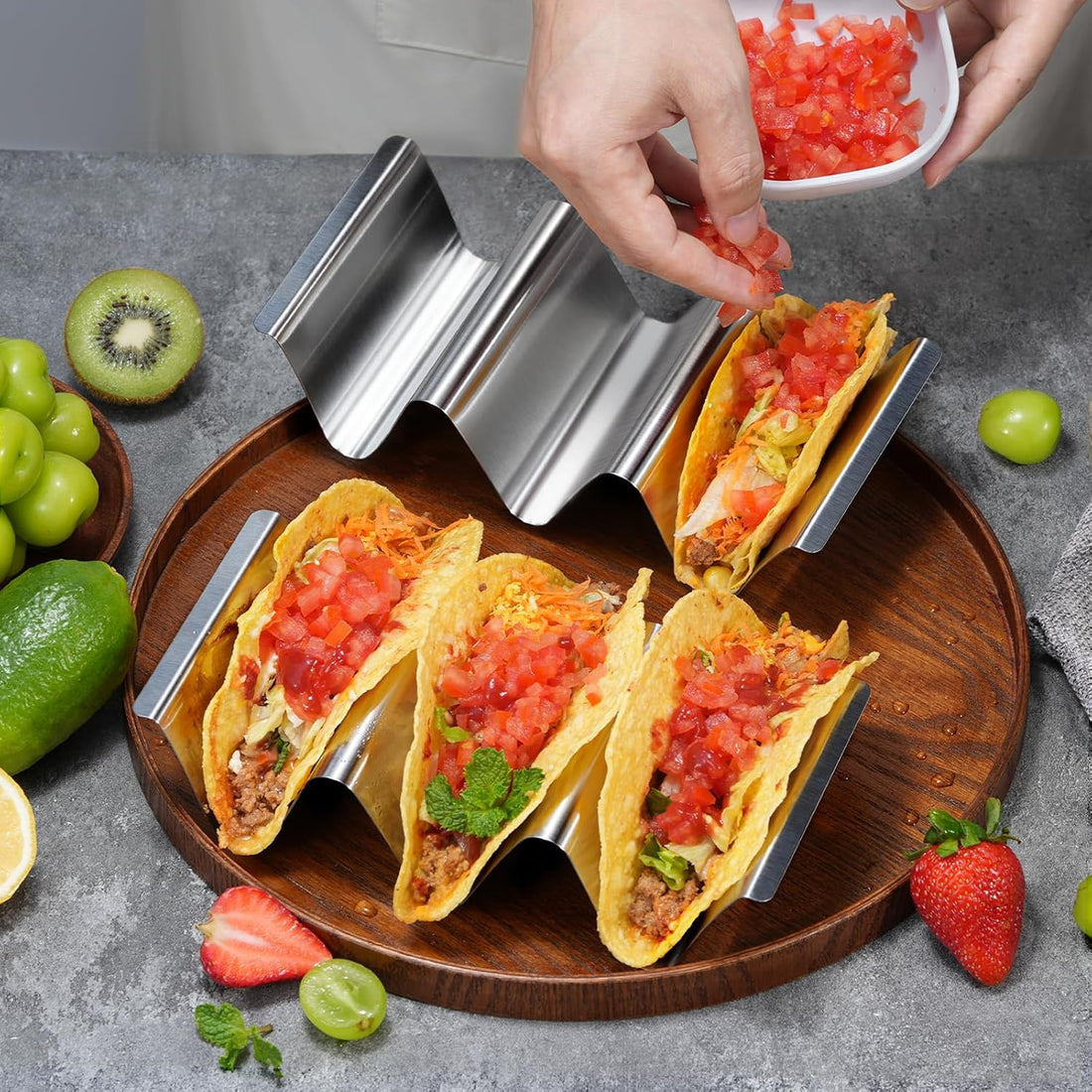 Stainless Steel Taco Holder Stand 6-Pack Oven Grill Safe