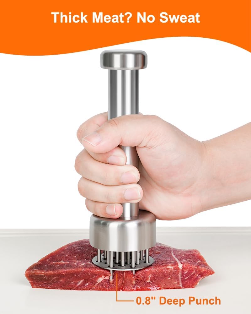 Meat Tenderizer 21 Needles Retractable Guard 304 Stainless Steel Dishwasher Safe