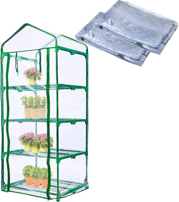 2 Pcs 4-Tier Greenhouse Replacement Cover Clear PVC 68x48x160cm