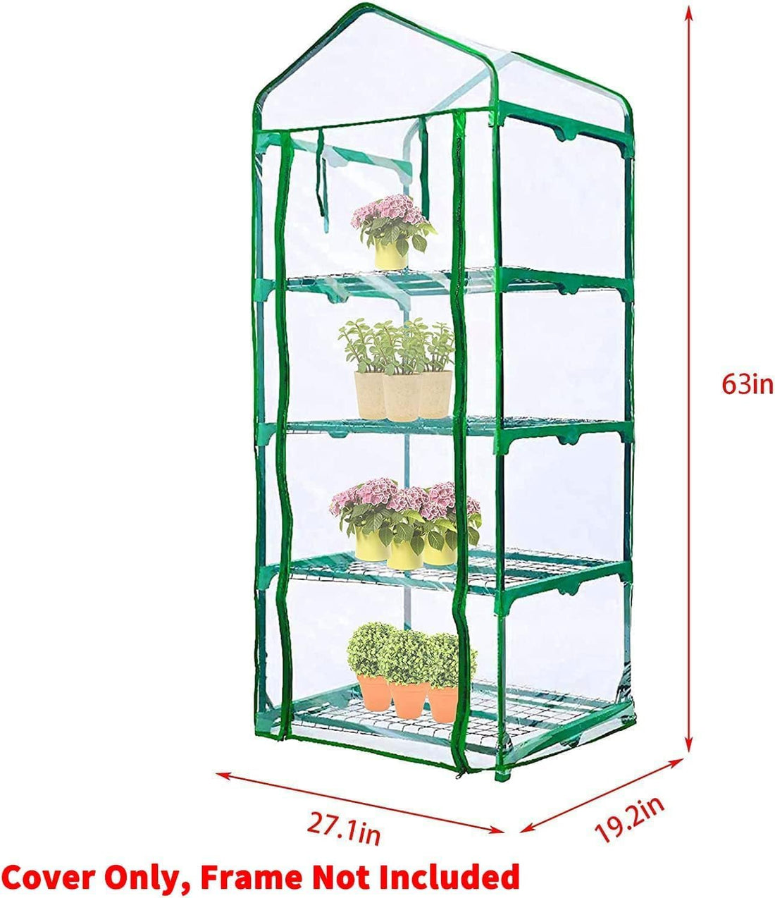 2 Pcs 4-Tier Greenhouse Replacement Cover Clear PVC 68x48x160cm