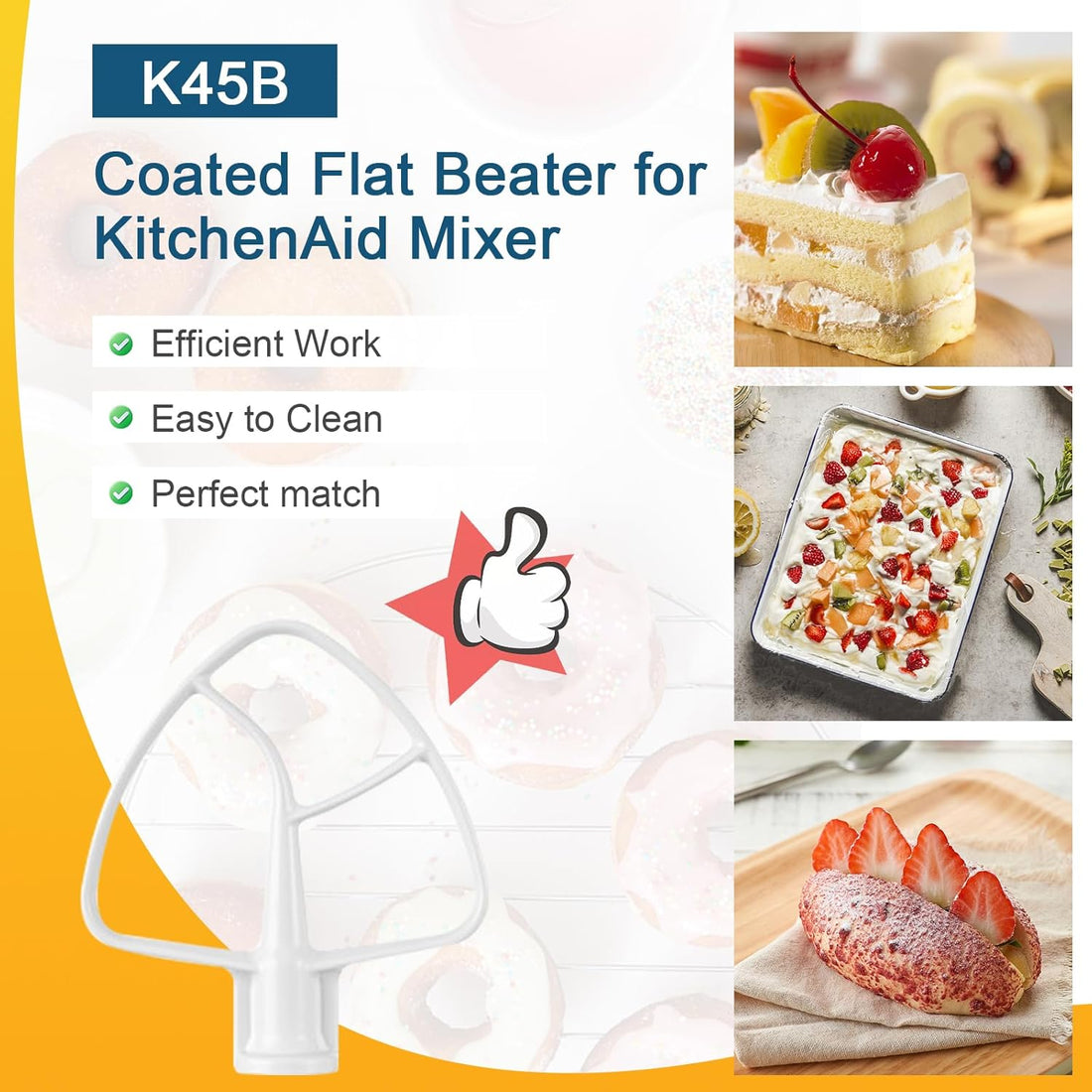 KitchenAid Coated Flat Beater Mixer Attachment K45B