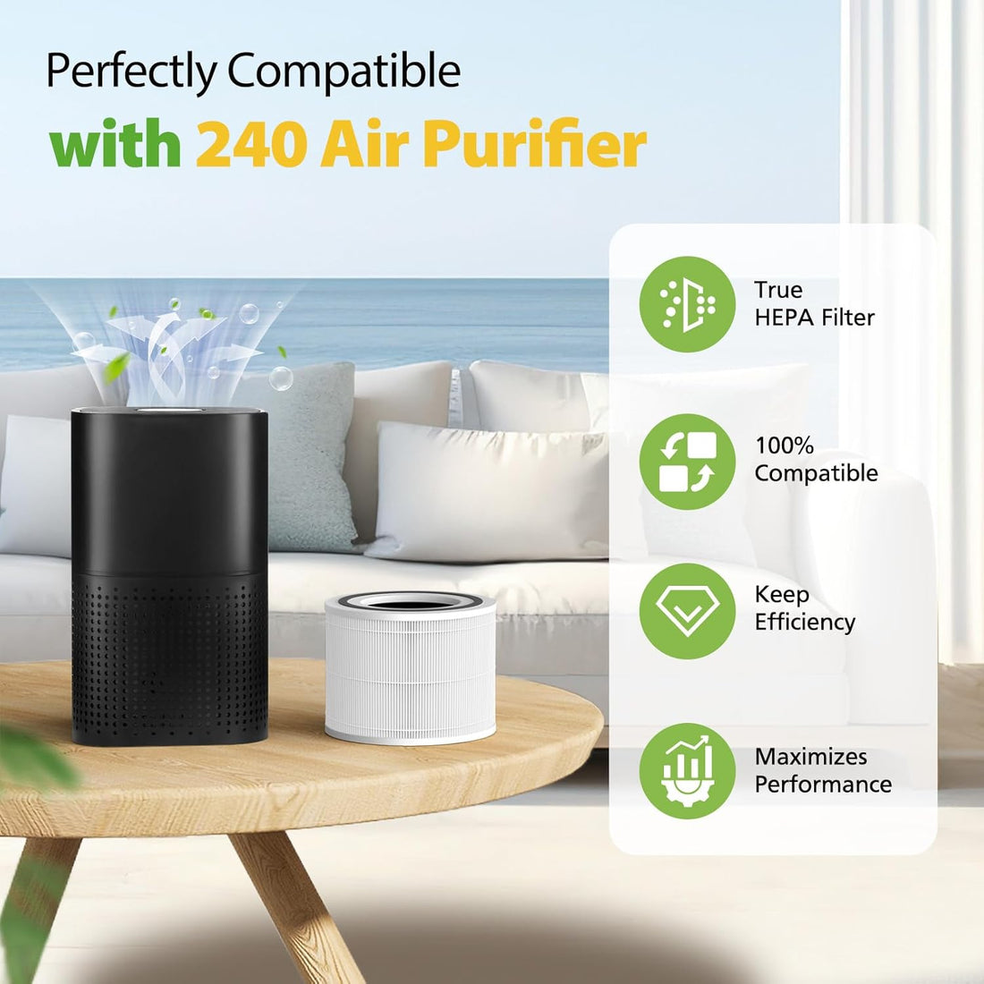 HEPA Air Purifier Filter Replacement 2 Pack for Puro 240 HEPA 14