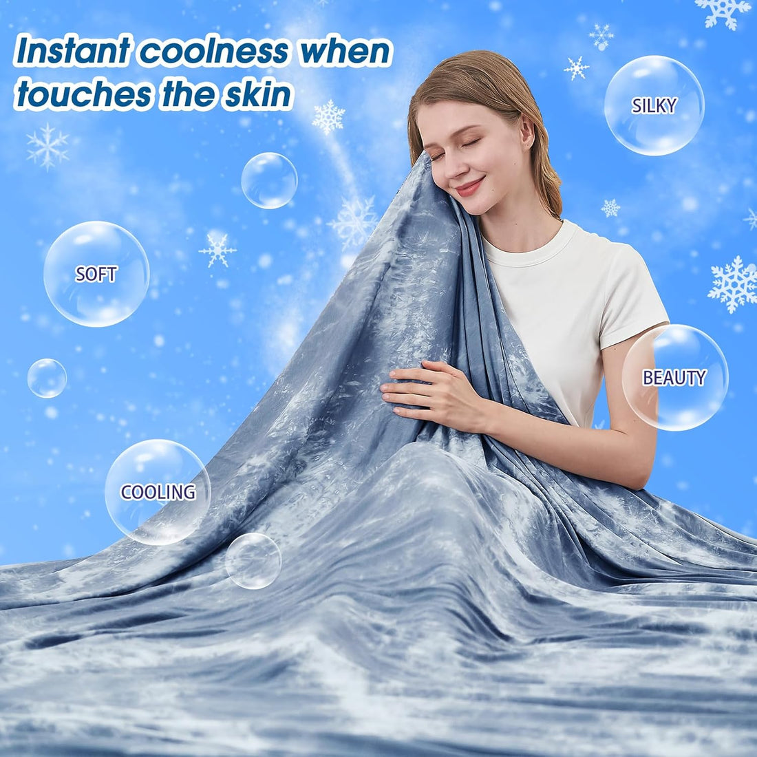 Arc-Chill Cooling Blanket King Size Q-Max Hot Sleepers Light Blue