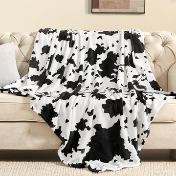 Cow Print Flannel Fleece Throw Blanket 40x60 Inches