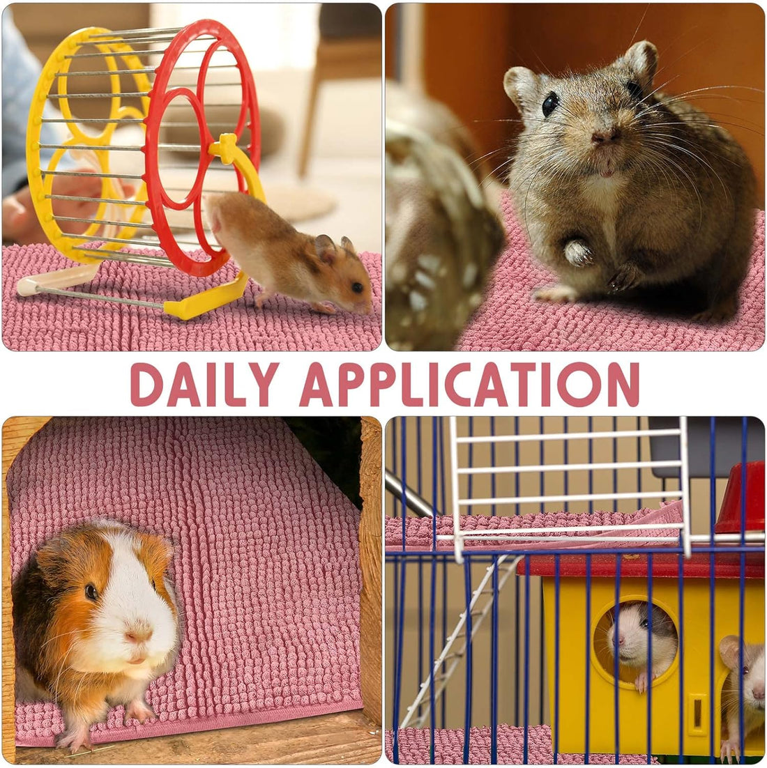 Amylove 4 Pcs Guinea Pig Cage Liner Washable Fleece Pee Pads
