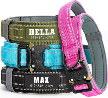 Heavy Duty Dog Collar with Control Handle Reflective Strips Medium Large