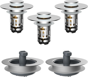 Vortaz Kitchen Sink Strainer Pop-up Stopper Chrome 3-in-1