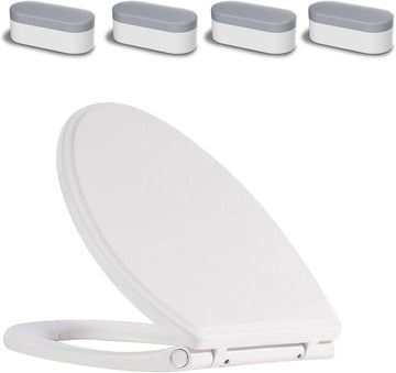 Vortaz Elongated Toilet Seat with Seat Bumpers Quiet-Close White