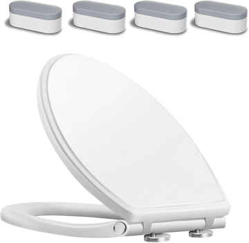 Vortaz Elongated Toilet Seat with Seat Bumpers Quiet-Close